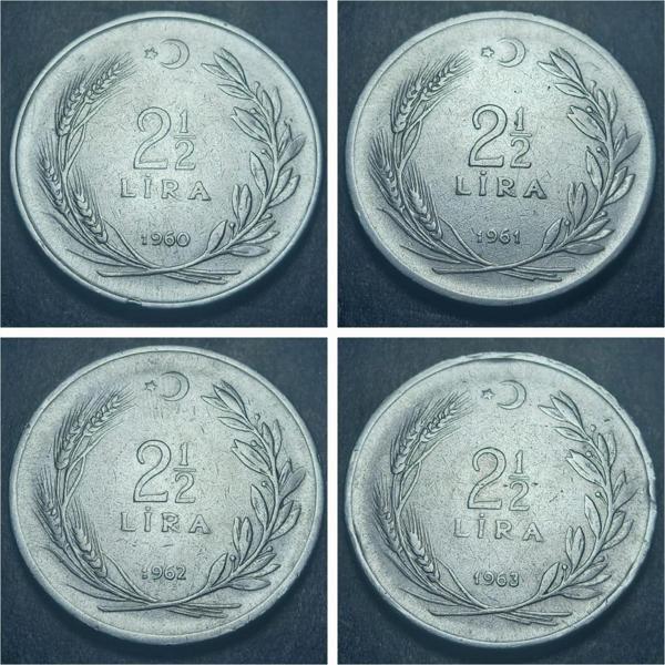 Escoines Koleksiyon 39963679f93fd9c82b 1960/61/62/63/64/65/66/67/68/69 2½Lira takım ÇT/ÇÇT 10'lot - Image 1