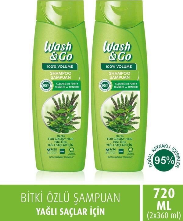 Wash & Go Bitki Özlü Şampuan 360 Ml X2 Adet - Image 1