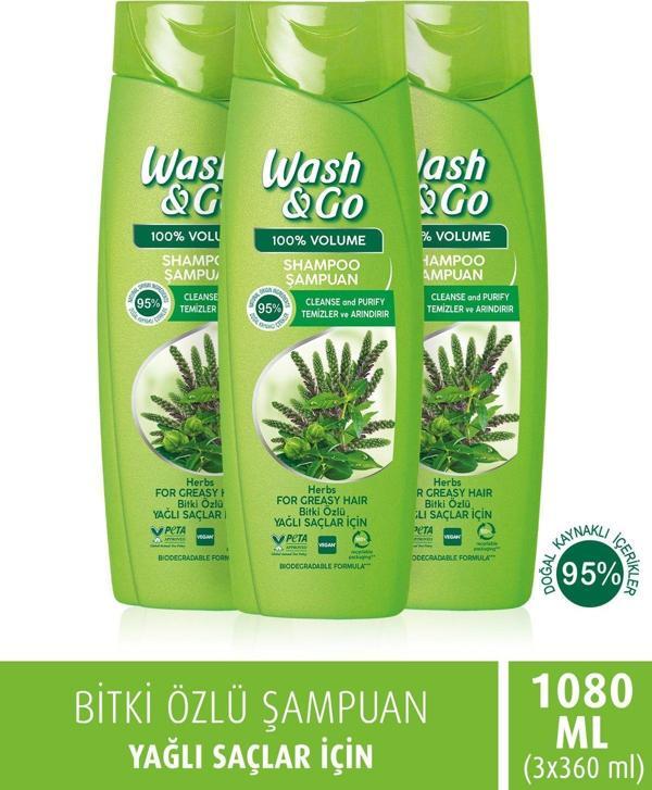 Wash & Go Bitki Özlü Şampuan 360 Ml X3 Adet - Image 1