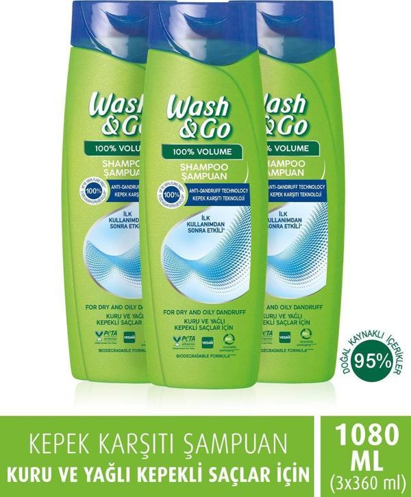 Wash & Go Kepek Karşıtı Şampuan 360 Ml X3 Adet - Image 1