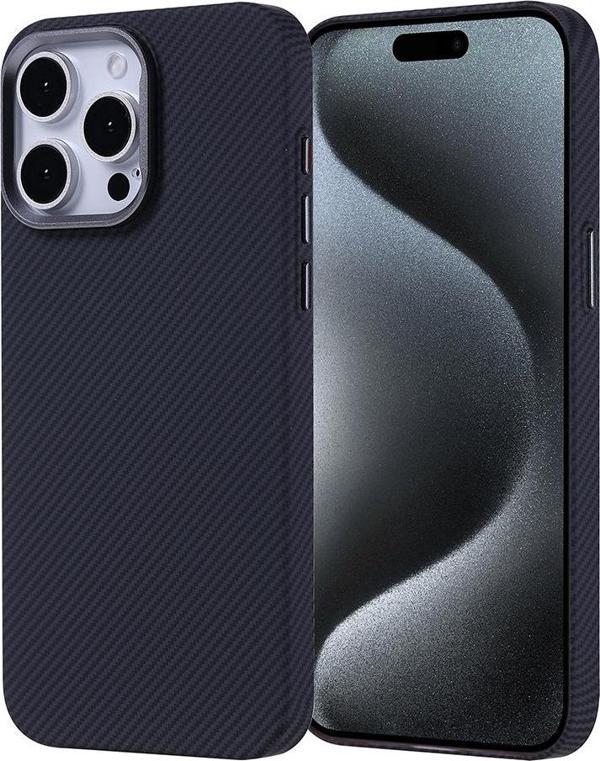 iPhone 15 Pro Max Kılıf Magsafe Şarj Özellikli Karbon Fiber Görünümlü Nekst Kılıf - Image 1