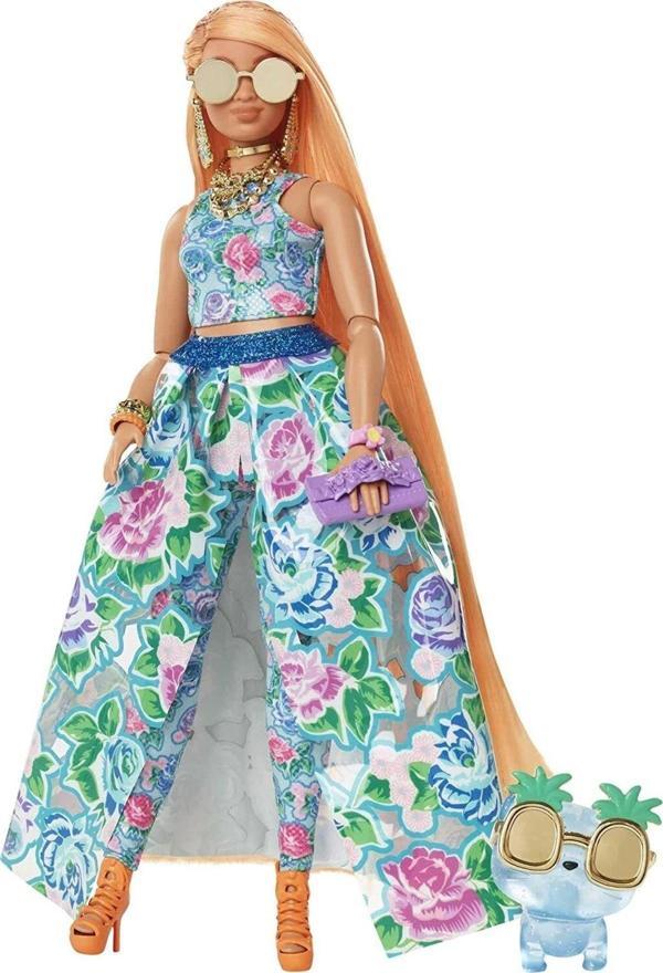 Barbie Extra Şık Bebek Ve Yavru Kedisi, Uzun Saçlı, Bükülebilen Esnek Eklemli, Büyük Beden, 3 Yaş Ve - Image 1