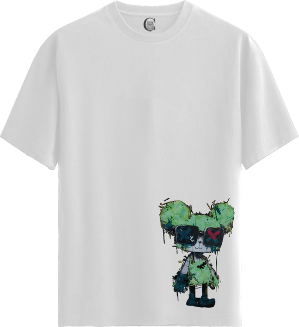 Graffiti Bear - %100 Pamuklu Erkek Beyaz Tişört - Premium Quality - Image 1