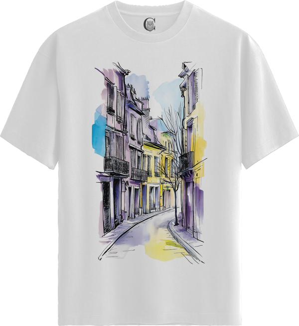 Paris Street - %100 Pamuklu Erkek Beyaz Tişört - Premium Quality - Image 1