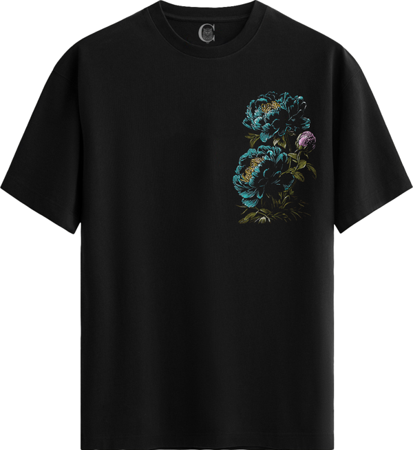 Blue Charm - %100 Pamuklu Kadın Siyah Tişört - Premium Quality - Image 1