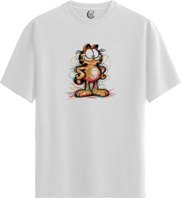 Abstract Cat - %100 Pamuklu Kadın Beyaz Tişört - Premium Quality - Image 1