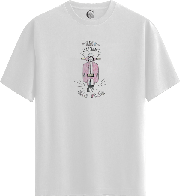 Journey Ride - %100 Pamuklu Kadın Beyaz Tişört - Premium Quality - Image 1