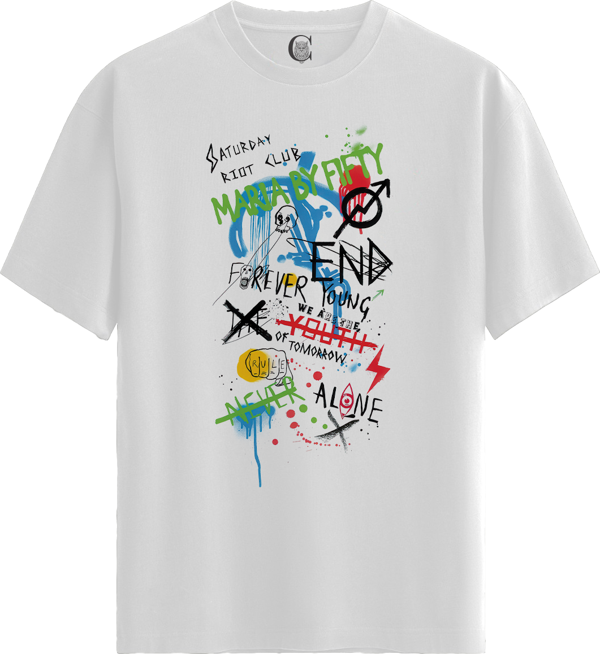 Graffiti Youth - %100 Pamuklu Kadın Beyaz Tişört - Premium Quality - Image 1