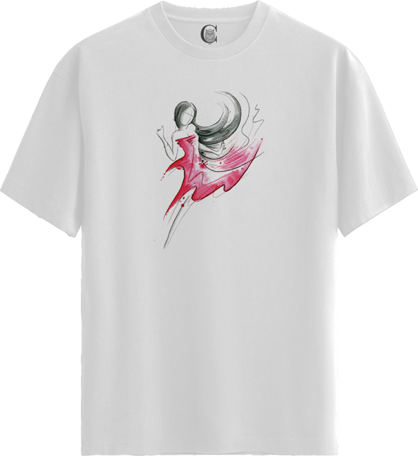 Flow Dancer - %100 Pamuklu Kadın Beyaz Tişört - Premium Quality - Image 1
