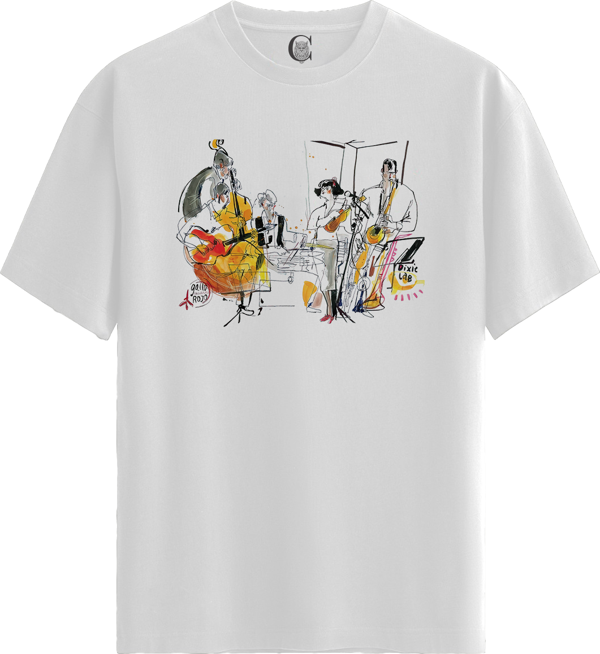 Jazz Night - %100 Pamuklu Kadın Beyaz Tişört - Premium Quality - Image 1