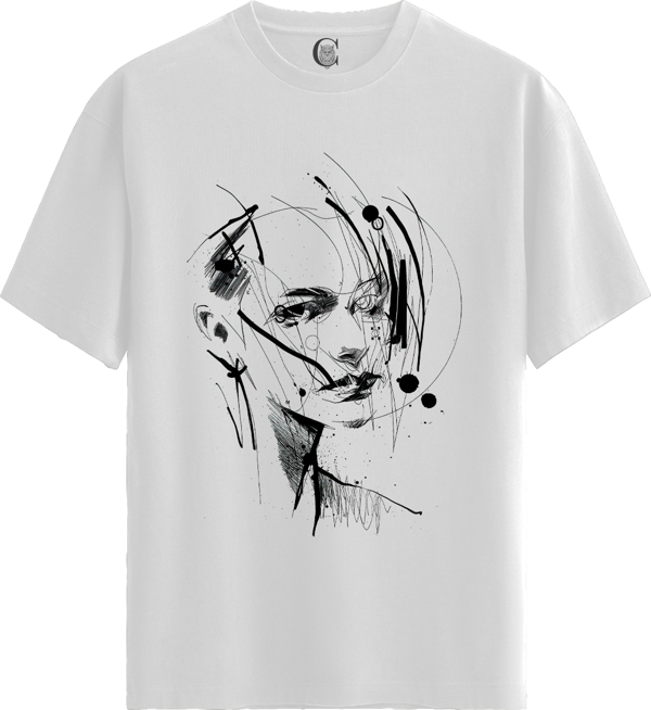 Abstract Woman - %100 Pamuklu Kadın Beyaz Tişört - Premium Quality - Image 1