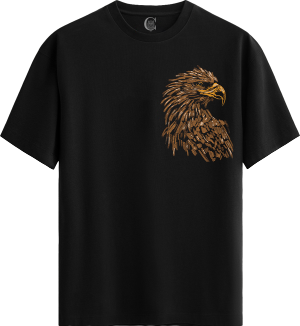 Eagle Sketch %100 Pamuklu Erkek Siyah Tişört - Premium Quality - Image 1