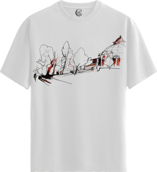 Park Pavilion - %100 Pamuklu Kadın Beyaz Tişört - Premium Quality - Image 1