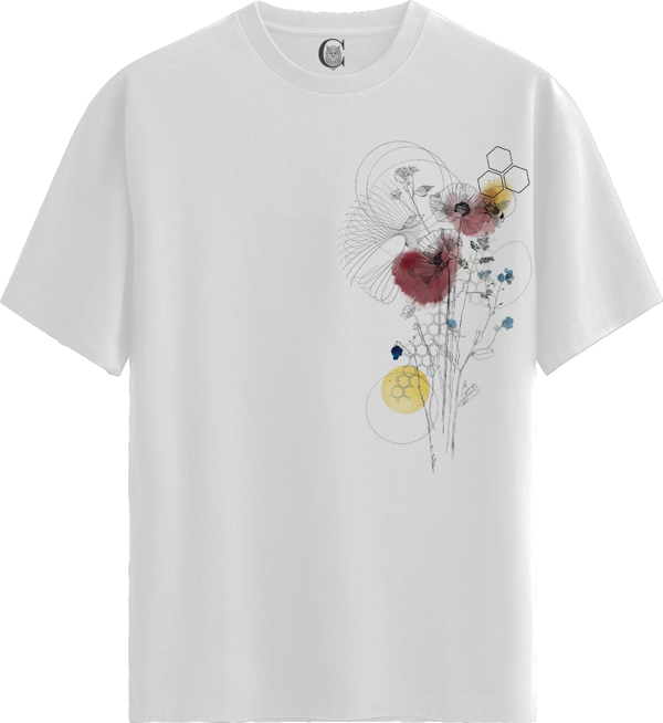 Floral Hex - %100 Pamuklu Kadın Beyaz Tişört - Premium Quality - Image 1