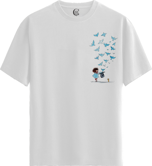 Magic Flight - %100 Pamuklu Kadın Beyaz Tişört - Premium Quality - Image 1