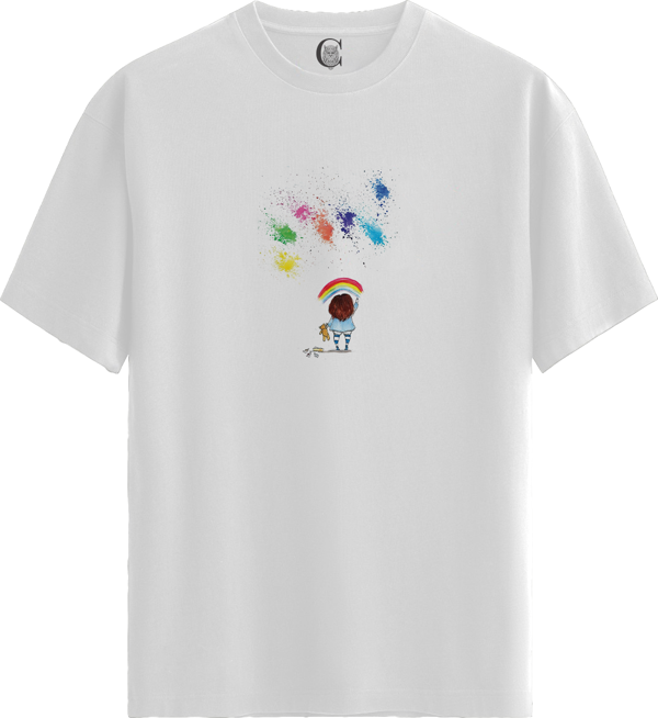 Rainbow Dreamer - %100 Pamuklu Kadın Beyaz Tişört - Premium Quality - Image 1