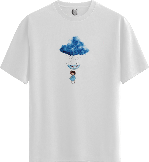 Rainy Dreams - %100 Pamuklu Kadın Beyaz Tişört - Premium Quality - Image 1