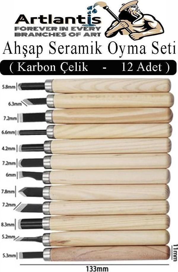 Ahşap Seramik Oyma Seti 12 li 1 Paket İskarpela Seti Paslanmaz Çelik Bıçaklı Ağaç Oyma Heykel Hobi Kretuar Gravür - Image 1