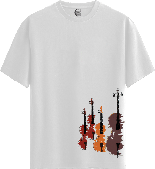 String Quartet - %100 Pamuklu Kadın Beyaz Tişört - Premium Quality - Image 1