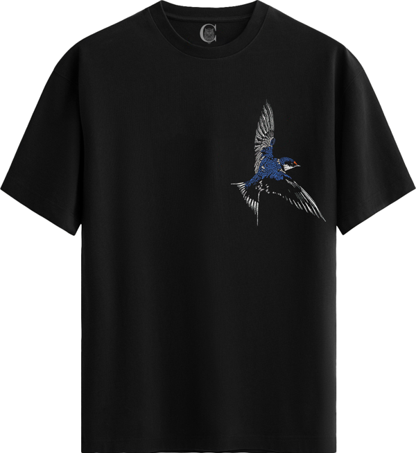 Swift Flight %100 Pamuklu Kadın Siyah Tişört - Premium Quality - Image 1
