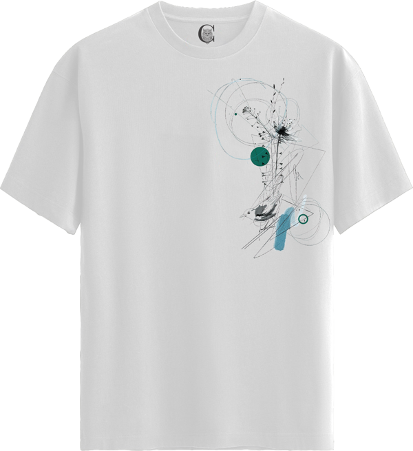 Techno Flower - %100 Pamuklu Kadın Beyaz Tişört - Premium Quality - Image 1