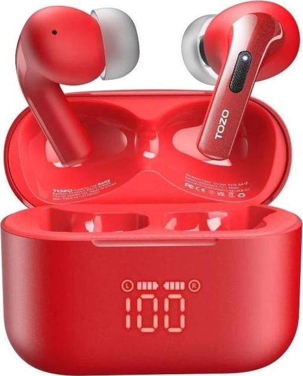 TOZO T20 LED Dijital Ekranlı Kablosuz Bluetooth Kulaklık Dark Red - Image 1