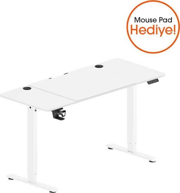 Adore Gaming Maestro-X Yükseklik Ayarlı Oyuncu Masası - Beyaz 140x72-117x60 cm - Image 1