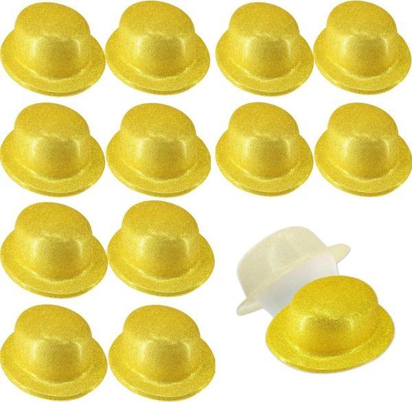 Altın Renk Simli Melon Yuvarlak Parti Şapkası 12 Adet - Image 1