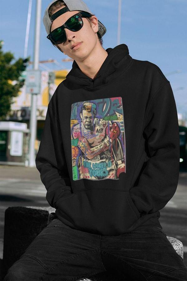 Efsane Boksör Tasarım Muhammedd Ali Clay Baskılı Unisex Oversize Hoodie - Image 1