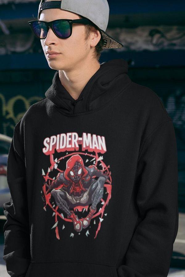 Tasarım Spider-Man Baskılı Unisex Oversize Örümcek Adam Hoodie - Image 1