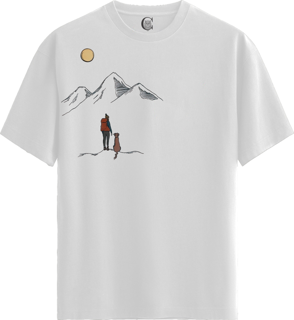 Moonlit Journey - %100 Pamuklu Erkek Beyaz Tişört - Premium Quality - Image 1