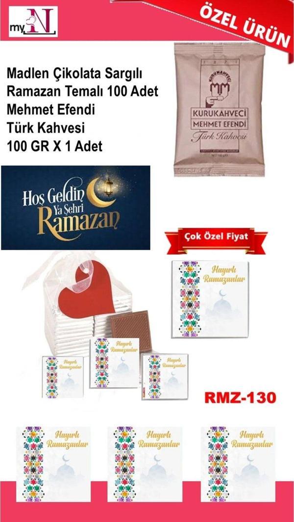 Flurose Madlen Çikolata Sargılı Ramazan Temalı 100 Adet - Mehmet Efendi Türk Kahvesi 100 Gr X 1 Adet - Image 1