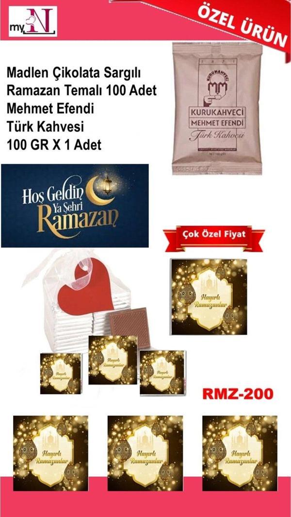 Flurose Madlen Çikolata Sargılı Ramazan Temalı 100 Adet - Mehmet Efendi Türk Kahvesi 100 Gr X 1 Adet - Image 1