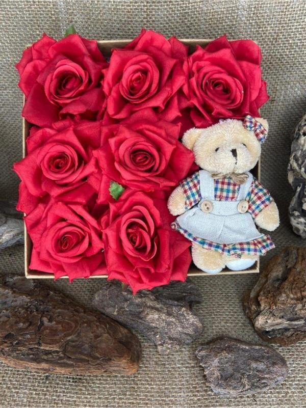 Desing Sevgililer Günü Güllü Sevimli Ayıcık 18X18Cm - Image 1