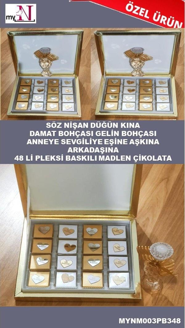 Flurose Söz Nişan Düğün Kına Anneye Aşkına 48 Li Pleksi Baskılı Madlen Çikolata Hediyeli - Image 1