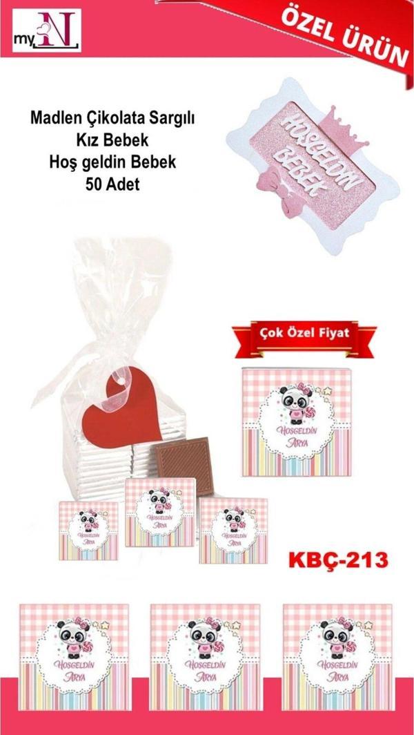 Flurose Madlen Çikolata Sargılı Kız Bebek Hoş Geldin Bebek 50 Adet - Image 1