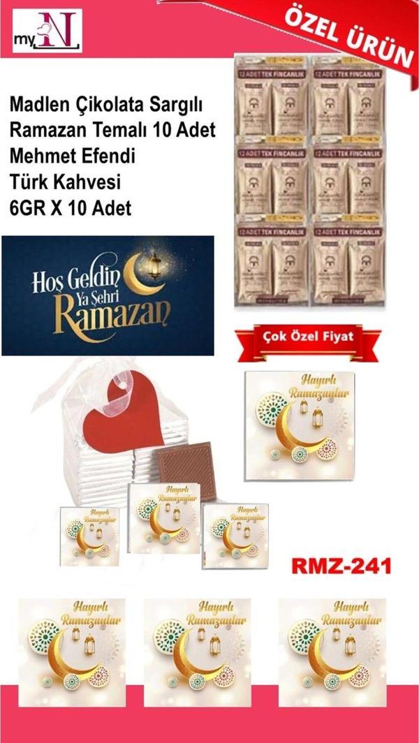 Flurose Madlen Çikolata Sargılı Ramazan Temalı 10 Adet - Mehmet Efendi Türk Kahvesi 6Gr X 10 Adet - Image 1