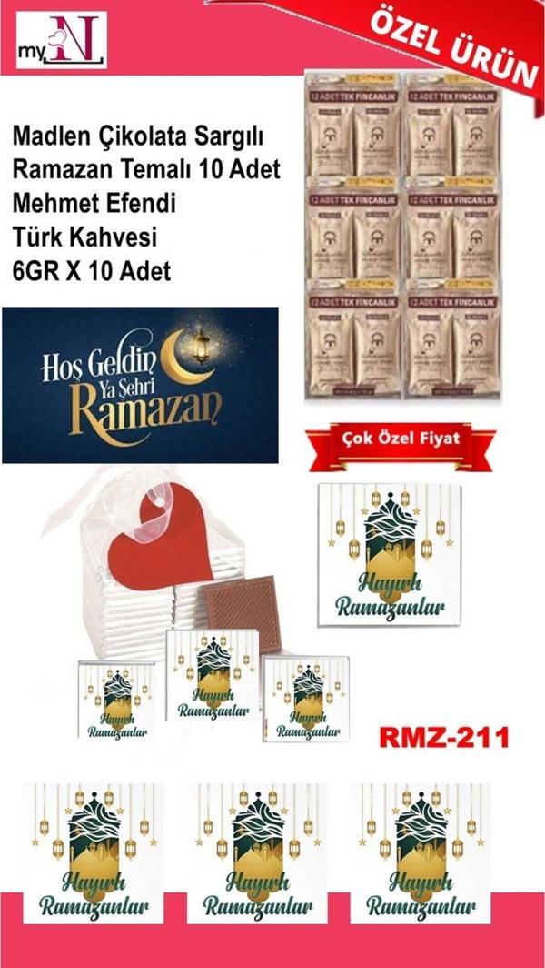 Flurose Madlen Çikolata Sargılı Ramazan Temalı 10 Adet - Mehmet Efendi Türk Kahvesi 6Gr X 10 Adet - Image 1