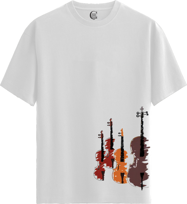 String Quartet - %100 Pamuklu Erkek Beyaz Tişört - Premium Quality - Image 1