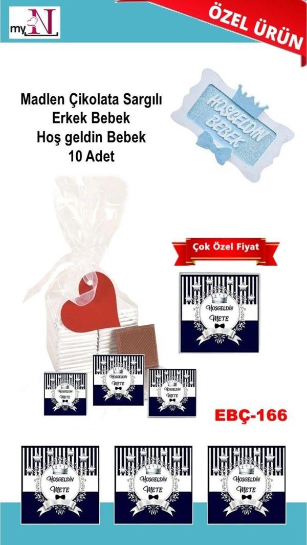 Flurose Madlen Çikolata Sargılı Erkek Bebek Hoş Geldin Bebek 10 Adet - Image 1