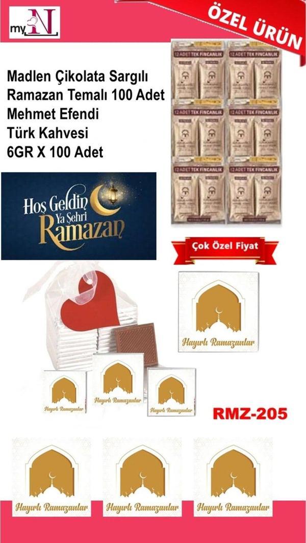 Flurose Madlen Çikolata Sargılı Ramazan Temalı 100 Adet - Mehmet Efendi Türk Kahvesi 6Gr X 100 Adet - Image 1