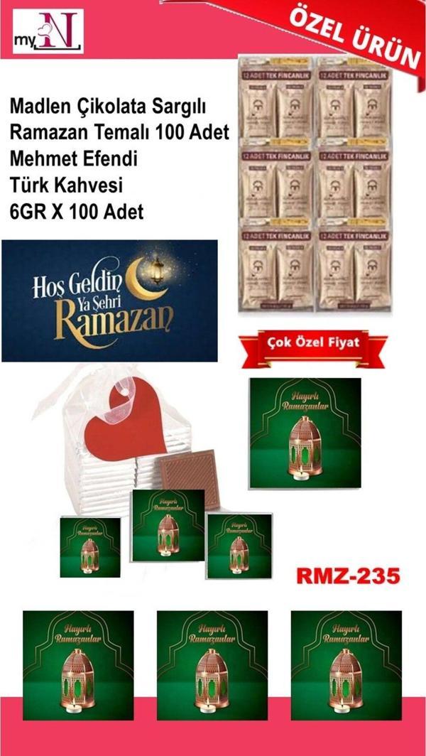 Flurose Madlen Çikolata Sargılı Ramazan Temalı 100 Adet - Mehmet Efendi Türk Kahvesi 6Gr X 100 Adet - Image 1