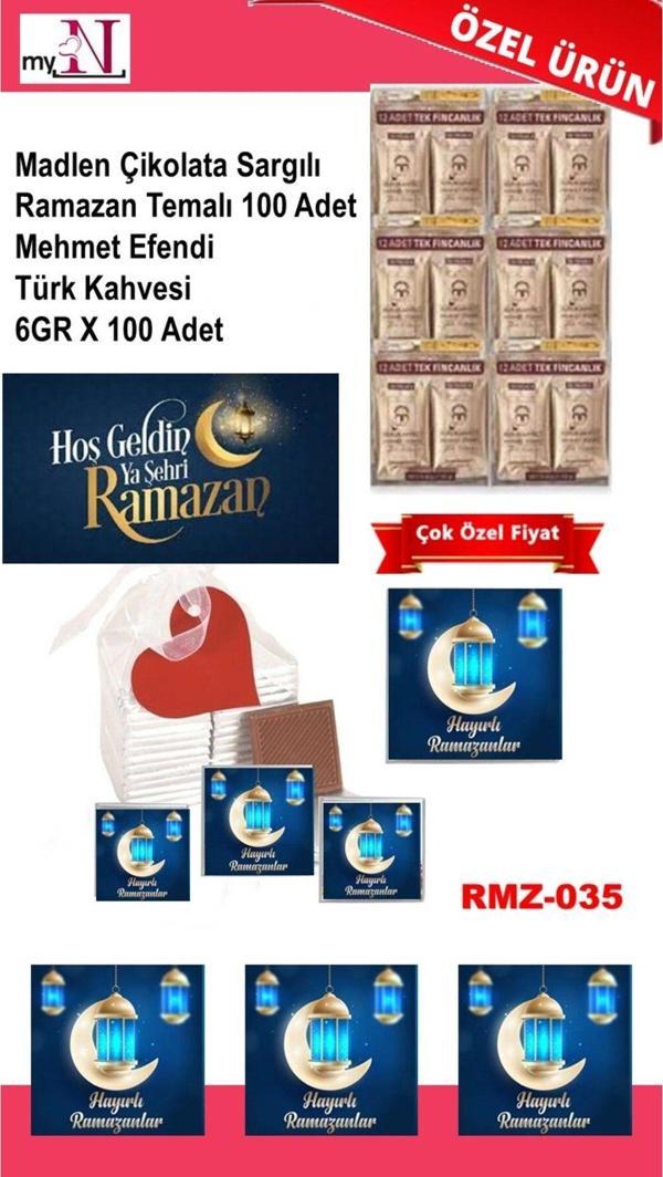 Flurose Madlen Çikolata Sargılı Ramazan Temalı 100 Adet - Mehmet Efendi Türk Kahvesi 6Gr X 100 Adet - Image 1