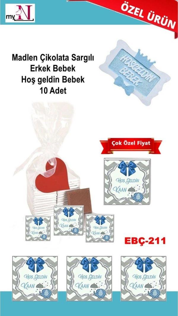 Flurose Madlen Çikolata Sargılı Erkek Bebek Hoş Geldin Bebek 10 Adet - Image 1