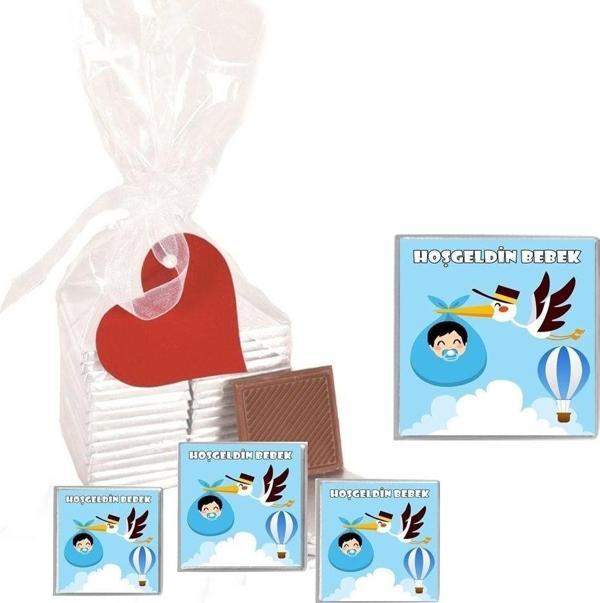Agrand Madlen Çikolata Hoşgeldin Bebek Marka 35 Adet Jelatin Poşetli Kalpli Etiketli - Image 1