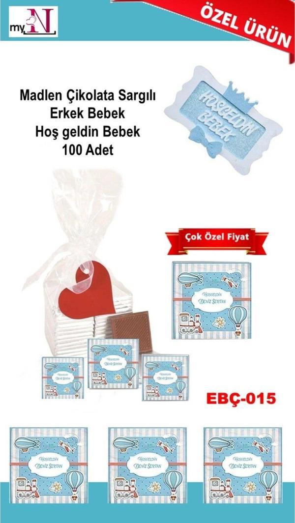Flurose Madlen Çikolata Sargılı Erkek Bebek Hoş Geldin Bebek 100 Adet - Image 1