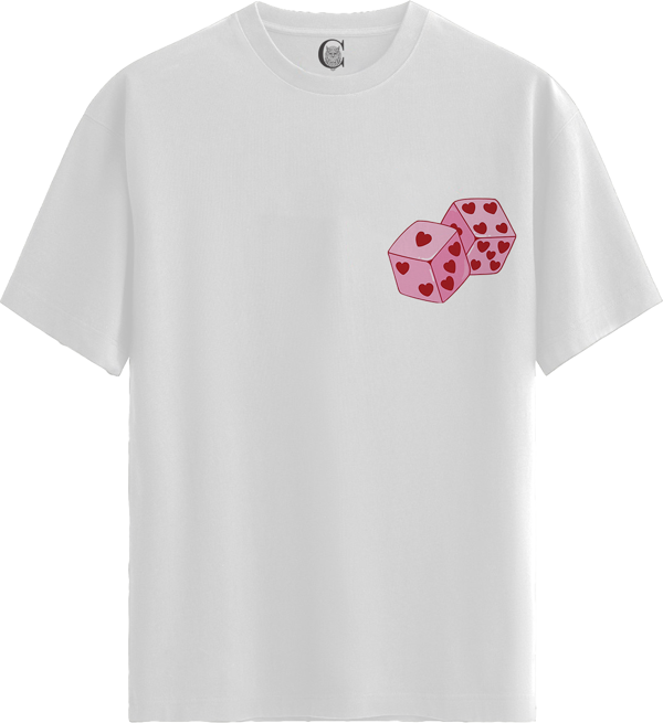 Love Dice - %100 Pamuklu Kadın Beyaz Tişört - Premium Quality - Image 1