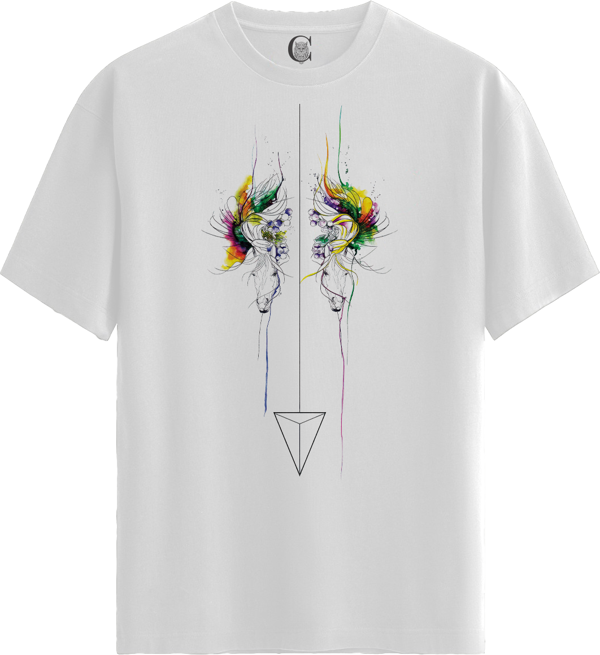 Mirror Bloom - %100 Pamuklu Kadın Beyaz Tişört - Premium Quality - Image 1