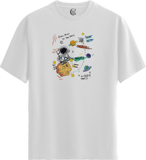Moon to Mars - %100 Pamuklu Kadın Beyaz Tişört - Premium Quality - Image 1