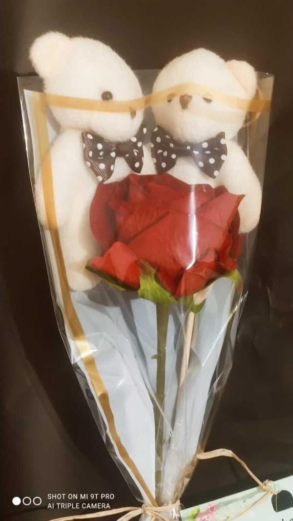 Flurose Marteniçkalı Arkadaş Dilek Buketi Ayıcıklı Ve Güllü - Image 1